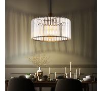 Lampe suspendue de table à manger en cristal Lampe de salon Lampe suspendue fumée, cristaux acryliques métalliques, LED 7W 806Lm blanc chaud, DxH 31x120 cm