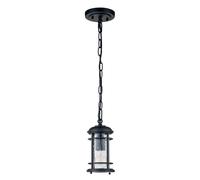 Lampe suspendue d'extérieur, luminaire de balcon, IP44, acier, aluminium, verre noir, jardin transparent