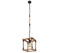Lampe suspendue en bois pour salle à manger, corde de chanvre, lampe de salon, cadre en bois, métal noir couleur naturelle, 1x E27, LxlxH 25x25x120 cm
