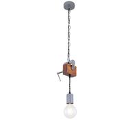 Lampe suspendue en bois pour table à manger, plafonnier rétro vintage, pince à vis en métal galvanisé, 1x douille E27, LxH 14x120 cm, lot de 2