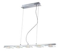 Lampe suspendue en verre pour salle à manger, design moderne, chrome, métal, 5 LED 4,5 W, 382 lm, blanc chaud, L x l x H 90 x 13 x 150 cm