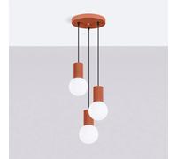 Lampe suspendue HALO 3P rouge ochra