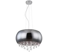 Lampe suspendue lampe à suspension en cristal lampe de salle à manger, 5 ampoules, cristaux de verre verre fumé clair chrome, douilles E14, DxH 44x120cm