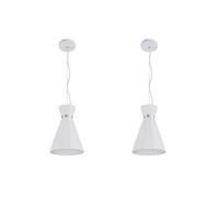 Lampe suspendue lampe à suspension lampe à suspension de salon lampe à suspension lampe à cône blanc en plâtre, anneau en métal chromé, 1x douille E27, DxH 20x177,5 cm, lot de 2