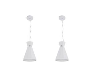 Lampe suspendue lampe à suspension lampe à suspension de salon lampe à suspension lampe à cône blanc en plâtre, anneau en métal chromé, 1x douille E27, DxH 20x177,5 cm, lot de 2