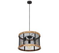 Lampe suspendue lampe de plafond lampe de salle à manger lumière de salon lampe de table à manger, métal bois noir marron foncé, 3 ampoules E27, H 120 cm