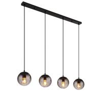 Lampe suspendue Lampe de plafond Lampe de salle à manger Verre couleur fumée 4 flammes, longueur x largeur x hauteur 104 x 17 x 120 cm, Salon Salle à manger Cuisine