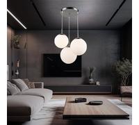 Lampe suspendue lampe de salon boule suspension verre avec abat-jour de différentes tailles, métal, 3x LED 8 W 806lm blanc chaud, DxH 52x80 cm