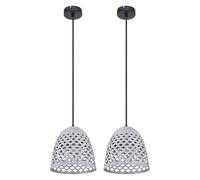 Lampe suspendue lampe de salon lampe de salle à manger lampe de cuisine lampe de couloir, réglable en hauteur, métal gris noir perforations en diamant, E27, H 120 cm, lot de 2