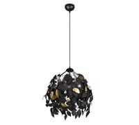 Lampe suspendue lampe de salon lampe suspendue lampe de salle à manger lampe suspendue plafonnier, métal plastique design feuille noire, 1x E27, H 150 cm