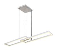 Lampe suspendue lampe de salon lampe suspendue plafonnier lampe de salle à manger, métal plastique argent, télécommande dimmable RGB LED effet arc-en-ciel, 1x 40W 2300Lm 2700-6500K, L 119,5 cm