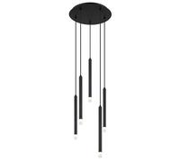 Lampe suspendue Lampe de table à manger 5 flammes Lampe de salon noire, métal acrylique, 5x G9, DxH 34 x 120 cm