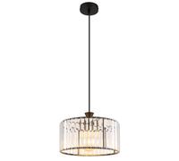 Lampe suspendue Lampe de table à manger cristal Lampe de salon Lampe suspendue fumé, métal imitation bois, 1x E27, DxH 13,5 x 120 cm
