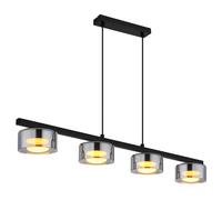 Lampe suspendue lampe de table à manger lampe suspendue LED verre fumé noir 4 flammes L 90 cm