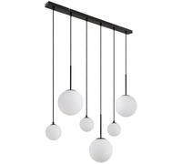 Lampe suspendue lampe de table à manger suspension 6 flammes lampe de salon boules de verre opale, 3xG9 3xE27, LxH 91 x 117 cm