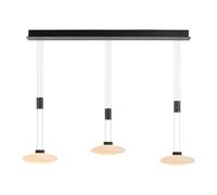 Lampe suspendue LED lampe suspendue lampe de salon lampe de salle à manger plafonnier, métal verre noir, dimmable hauteur réglable 3 ampoules, 26W 1800Lm 3000K blanc chaud, H 200 cm