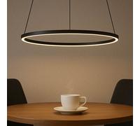 Lampe Suspendue LED Métal Anneau D: 45 Cm Réglable 4000K 600Lm Noir