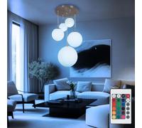 Lampe suspendue design plafonnier boule dans un ensemble comprenant des ampoules LED RVB