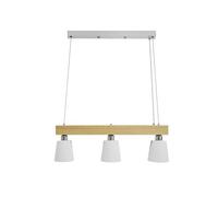 Lampe suspendue LED table à manger bois lampe suspendue 3 flammes blanc | chaud lampe de table à manger réglable en hauteur pour salle à manger salon bureau café restaurant, blanc, ampoules E27 incl.