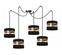 Lampe Suspendue - Light Home - Spider Elegance Gold - Métal Noir - Abat-jour Tissu - Hauteur Réglable