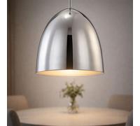 Suspension LED Rétro Lampe à suspendre Lampe de table à manger Lampe de cuisine argentée, aluminium chromé, 7W 630Lm blanc chaud, DxH 25 x 132 cm