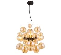 Lampe suspendue luminaire design salle à manger boules lumineuses verre ambre noir 4 lampes
