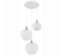 Lampe suspendue luminaire salle à manger suspension 3 lampes verre chromé motif blanc