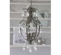 Lampe suspendue - Lustre - Gris - Fabriquée à la main - Style shabby chic - Antique