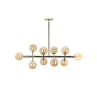 Lampe Suspendue Moderne de Plafond avec 10 Lumières en Acier Doré Ramis