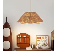 Lampe Suspendue Moderne E27 Suspension Luminaire Rustique Style Campagne Panier en rotin tressé Lampe réglable en Hauteur Plafonnier Salle à Manger Cuisine Chambre à Coucher Entrée Foyer
