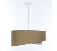 Lampe Suspendue Pendante E27 Ronde D: 45 Cm Beige Crème Tissu Réglable Boho