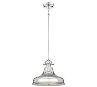 Lampe suspendue plafonnier métal verre argent 1 flamme D 34,3 cm