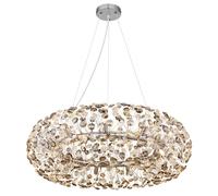 Lampe suspendue pour salle à manger, luminaire suspendu LED 20 flammes, cristal fumé transparent G9