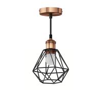 Lampe suspendue RETRA Câble textile bronze Abat-jour en cage + lampe LED