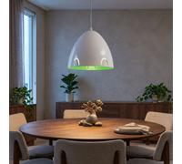 Plafonnier suspendu en métal, plafonnier suspendu vert blanc, 1x LED E27, 27,5x110cm, chambre à coucher, salon
