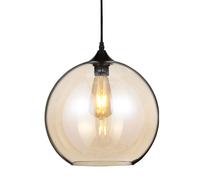 Lampe suspendue rétro pour chambre d'amis, plafonnier, boule en verre ambré, dans un kit comprenant des ampoules LED 7 watts