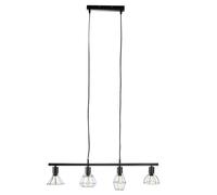 Lampe suspendue salle à manger lampe de table salon suspension industrielle métal noir 4 flammes, 4x E14, LxPxH 75x13x150 cm