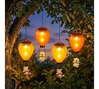 Lampe Suspendue Solaire Lampe de Balcon Montgolfière Chien Chat LED H 49 cm 4x
