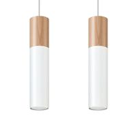 Suspension PABLO 2 blanche/bois 2xGU10 Sollux SL0629