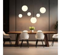 Lampe Suspendue Suspension Éclairage/Lampe de Salon Boule Verre 5 à Flammes H