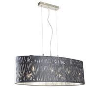 Lampe suspendue, suspension en velours, lampe de salle à manger, suspension textile, gris, jeu de lumière, argent métallique, 3x E27, LxlxH 65x25x140 cm