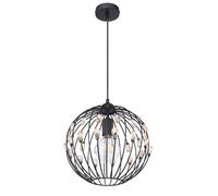 Lampe suspendue suspension lampe suspension lampe de salon, cristaux K5 métal noir rétro, 1x douille E27, DxH 30x120cm