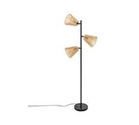 Lampe suspendue, Suspension luminaire droit en bois naturel et métal noir- Longueur 49,5 x Profondeur 24 x Hauteur 150 cm