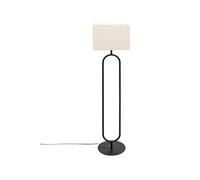 Lampe suspendue, Suspension luminaire droit en Lin beige et métal coloris Noir - Longueur 38 x Profondeur 28 x Hauteur 154 cm