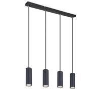 Lampe suspendue, suspension, noir, plafonnier, 4 flammes, table à manger, lampe de chambre, suspension, métal mat, 4 douilles GU10 en métal, LxlxH 65x6x120 cm