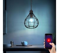 Lampe suspendue, suspension, plafonnier, lampe de salon, lampe de salle à manger, application écran grille- commande vocale, minuterie dimmable RGB LED 10W 806Lm blanc chaud-blanc froid, DxH 25x120cm