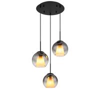 Lampe suspendue suspension salle à manger lumière noire à 3 lampes boules de verre fumée E27