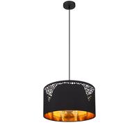 Lampe suspendue table à manger noire suspension lampe de salon ronde couleur or, textile métal noir, 1x douille E27, DxH 38x120 cm
