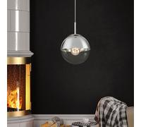 Lampe à suspension Boule de verre Lampe de salon Lampe de chambre à coucher chromée, 1x E27, DxH 25 x 120 cm
