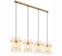 Lampe suspendue tiges de verre lampe de salle à manger plafonnier lampe de salon or, opale claire, métal, 4x douille E27, H 140 cm